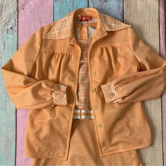 Mr. Mench Vintage 1970s two piece jacket and midi dress set - Picture 2 of 11